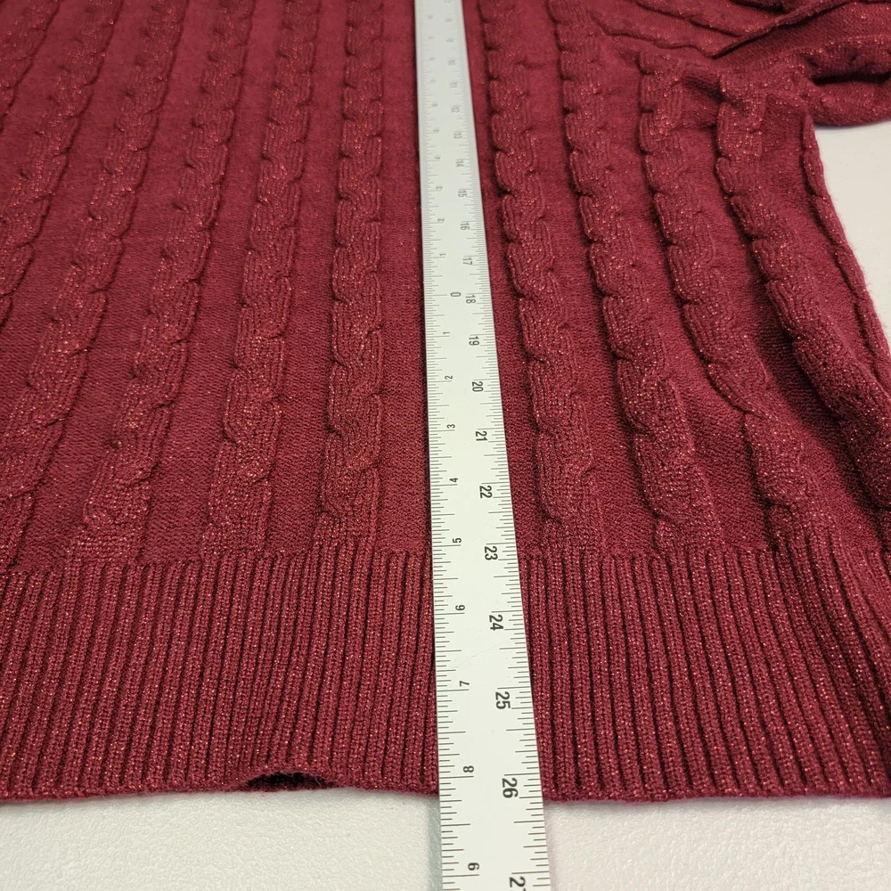kathy ireland Fashion 360 Yacht Harbor Cable Knit Sweater Burgundy Size 3X - Picture 5 of 6